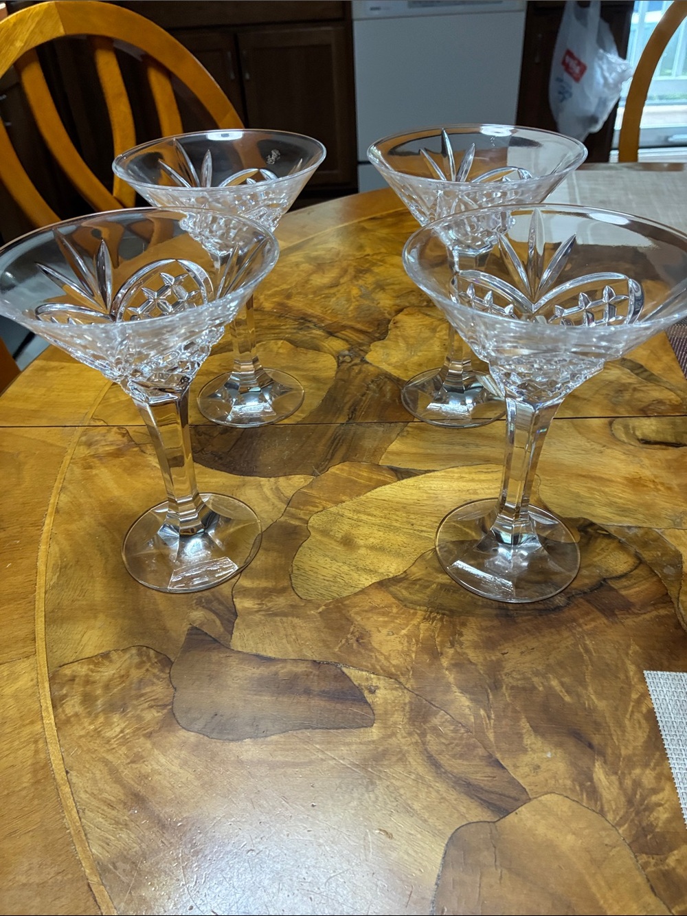 Faceted Cut Crystal Martini Glasses - Clear (Set of 4)